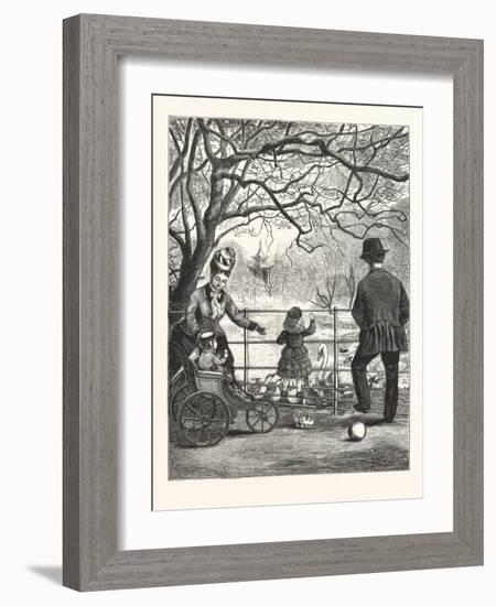 The Easter Holidays: Feeding the Water-Fowl in Victoria Park, London, 1876, Uk-null-Framed Giclee Print