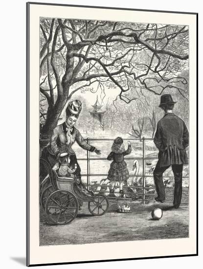 The Easter Holidays: Feeding the Water-Fowl in Victoria Park, London, 1876, Uk-null-Mounted Giclee Print