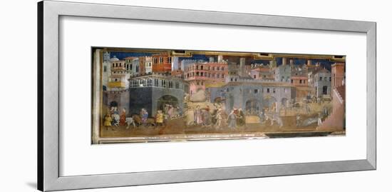 The effects of good government in cities-Ambrogio Lorenzetti-Framed Giclee Print