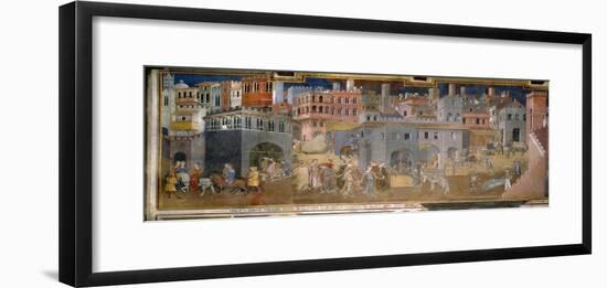 The effects of good government in cities-Ambrogio Lorenzetti-Framed Giclee Print