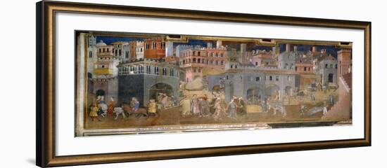 The effects of good government in cities-Ambrogio Lorenzetti-Framed Giclee Print