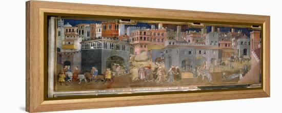 The effects of good government in cities-Ambrogio Lorenzetti-Framed Premier Image Canvas