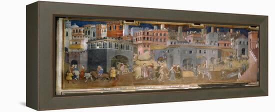 The effects of good government in cities-Ambrogio Lorenzetti-Framed Premier Image Canvas