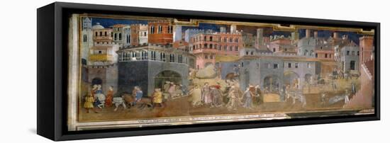 The effects of good government in cities-Ambrogio Lorenzetti-Framed Premier Image Canvas