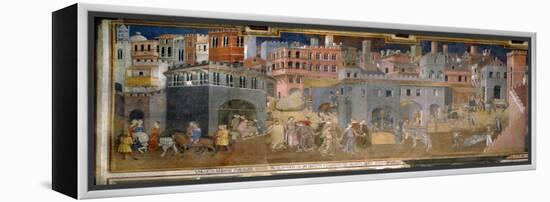 The effects of good government in cities-Ambrogio Lorenzetti-Framed Premier Image Canvas