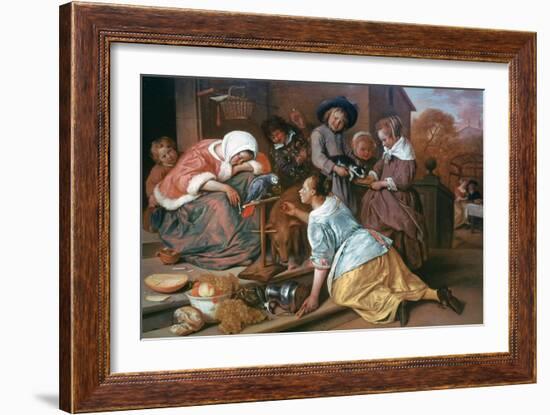 The Effects of Intemperance, 1663-1665-Jan Steen-Framed Giclee Print