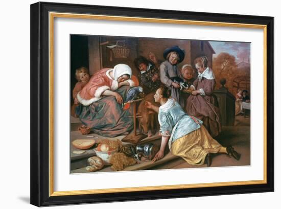 The Effects of Intemperance, 1663-1665-Jan Steen-Framed Giclee Print