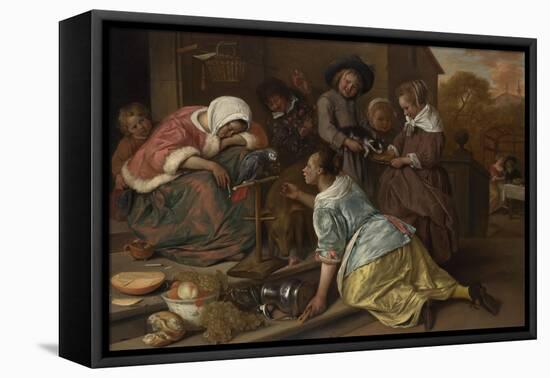 The Effects of Intemperance, Ca 1665-Jan Havicksz Steen-Framed Premier Image Canvas