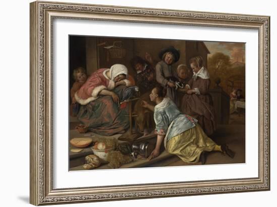 The Effects of Intemperance, Ca 1665-Jan Havicksz Steen-Framed Giclee Print