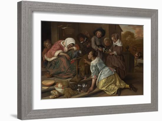 The Effects of Intemperance, Ca 1665-Jan Havicksz Steen-Framed Giclee Print