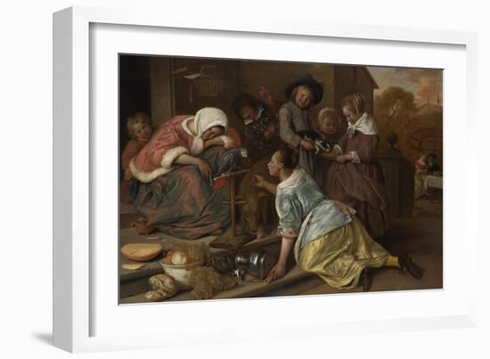 The Effects of Intemperance, Ca 1665-Jan Havicksz Steen-Framed Giclee Print