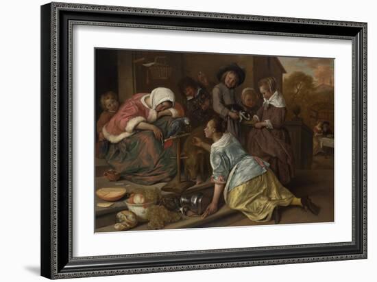 The Effects of Intemperance, Ca 1665-Jan Havicksz Steen-Framed Giclee Print