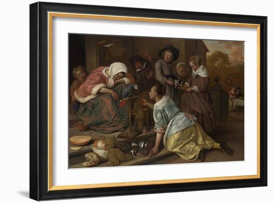 The Effects of Intemperance, Ca 1665-Jan Havicksz Steen-Framed Giclee Print