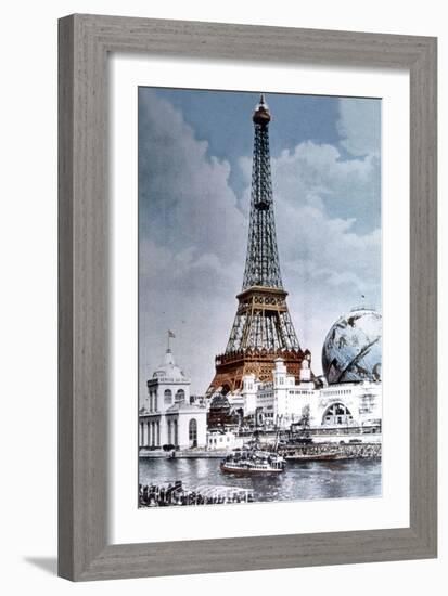 The Eiffel Tower and 'Globe Celeste' at the 1900 World Exposition-null-Framed Photo