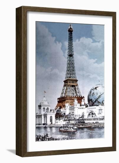 The Eiffel Tower and 'Globe Celeste' at the 1900 World Exposition-null-Framed Photo