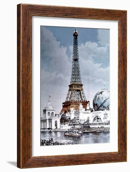 The Eiffel Tower and 'Globe Celeste' at the 1900 World Exposition-null-Framed Photo