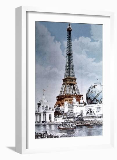 The Eiffel Tower and 'Globe Celeste' at the 1900 World Exposition-null-Framed Photo