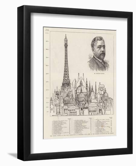 The Eiffel Tower at the Paris Exhibition as Compared with Some of the Highest Buildings in the Worl-null-Framed Giclee Print