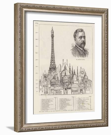 The Eiffel Tower at the Paris Exhibition as Compared with Some of the Highest Buildings in the Worl-null-Framed Giclee Print