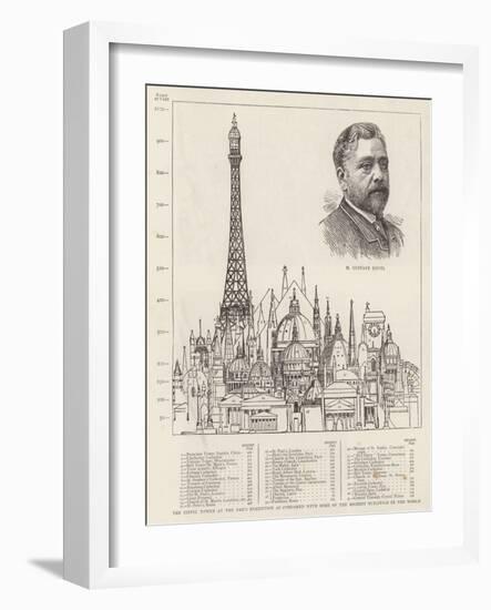 The Eiffel Tower at the Paris Exhibition as Compared with Some of the Highest Buildings in the Worl-null-Framed Giclee Print