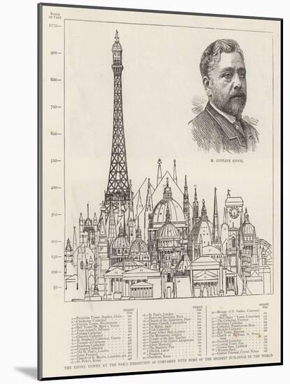 The Eiffel Tower at the Paris Exhibition as Compared with Some of the Highest Buildings in the Worl-null-Mounted Giclee Print