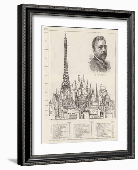 The Eiffel Tower at the Paris Exhibition as Compared with Some of the Highest Buildings in the Worl-null-Framed Giclee Print