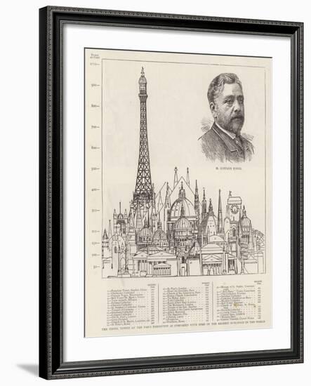 The Eiffel Tower at the Paris Exhibition as Compared with Some of the Highest Buildings in the Worl-null-Framed Giclee Print