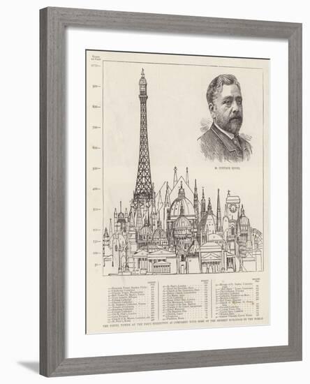 The Eiffel Tower at the Paris Exhibition as Compared with Some of the Highest Buildings in the Worl-null-Framed Giclee Print