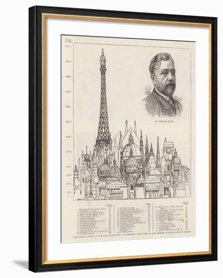 The Eiffel Tower at the Paris Exhibition as Compared with Some of the Highest Buildings in the Worl-null-Framed Giclee Print