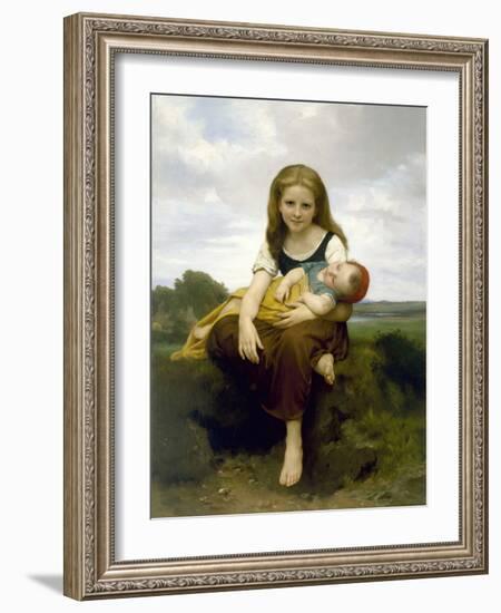 The Elder Sister (La Soeur Aîné), 1869-William-Adolphe Bouguereau-Framed Giclee Print