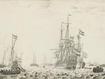 The English and Dutch Fleets Exchanging Salutes at Sea with the 'Prince' and the 'Gouden Leeuw'…-Willem van de, the Elder Velde-Premium Giclee Print