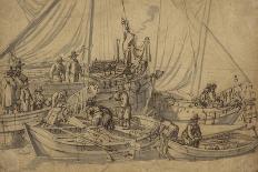 Figures on Board Small Merchant Vessels, c.1650-5-Willem van de, the Elder Velde-Framed Giclee Print