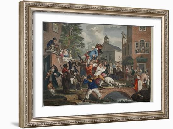 The Election, Chairing the Member, Illustration from 'Hogarth Restored: the Whole Works of the…-William Hogarth-Framed Giclee Print