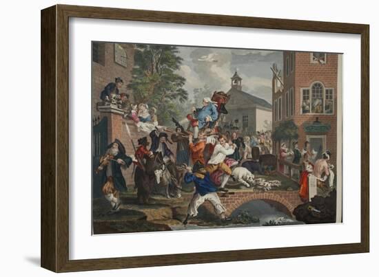 The Election, Chairing the Member, Illustration from 'Hogarth Restored: the Whole Works of the…-William Hogarth-Framed Giclee Print