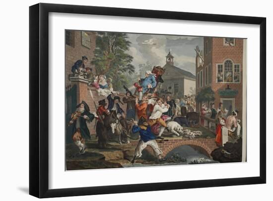 The Election, Chairing the Member, Illustration from 'Hogarth Restored: the Whole Works of the…-William Hogarth-Framed Giclee Print
