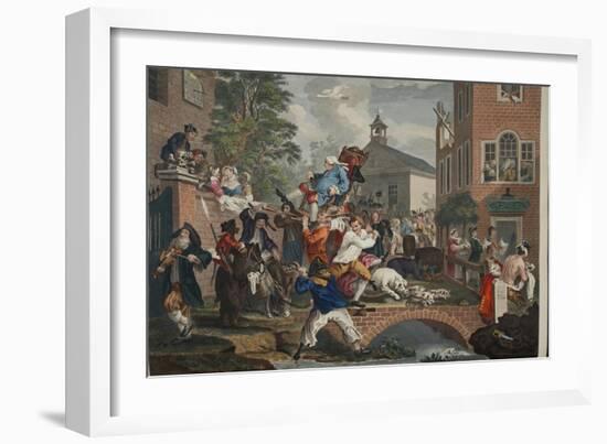 The Election, Chairing the Member, Illustration from 'Hogarth Restored: the Whole Works of the…-William Hogarth-Framed Giclee Print