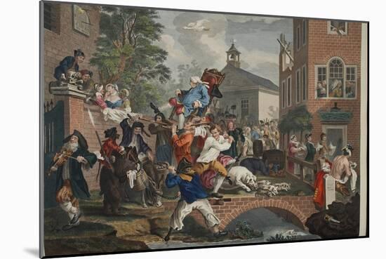 The Election, Chairing the Member, Illustration from 'Hogarth Restored: the Whole Works of the…-William Hogarth-Mounted Giclee Print