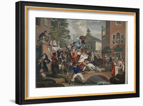 The Election, Chairing the Member, Illustration from 'Hogarth Restored: the Whole Works of the…-William Hogarth-Framed Giclee Print