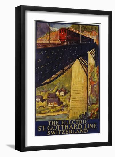 The Electric St. Gotthard Line, Switzerland Poster-Daniel Buzzi-Framed Giclee Print