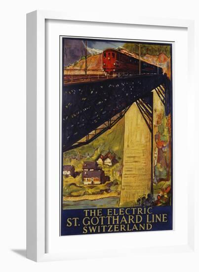 The Electric St. Gotthard Line, Switzerland Poster-Daniel Buzzi-Framed Giclee Print