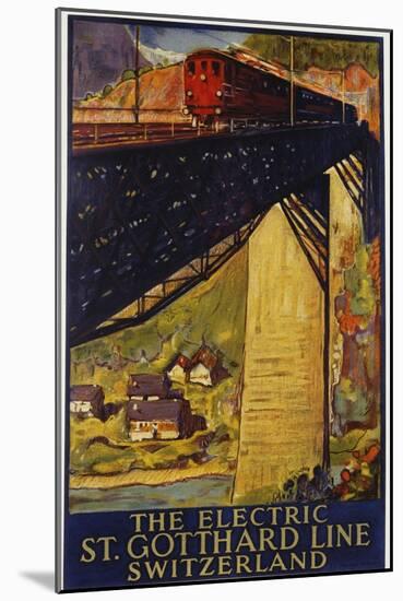 The Electric St. Gotthard Line, Switzerland Poster-Daniel Buzzi-Mounted Giclee Print