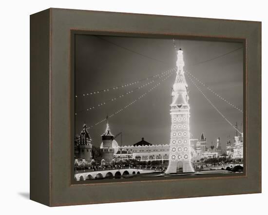 The Electric Tower at Night, Luna Park, Coney Island, N.Y.-null-Framed Stretched Canvas
