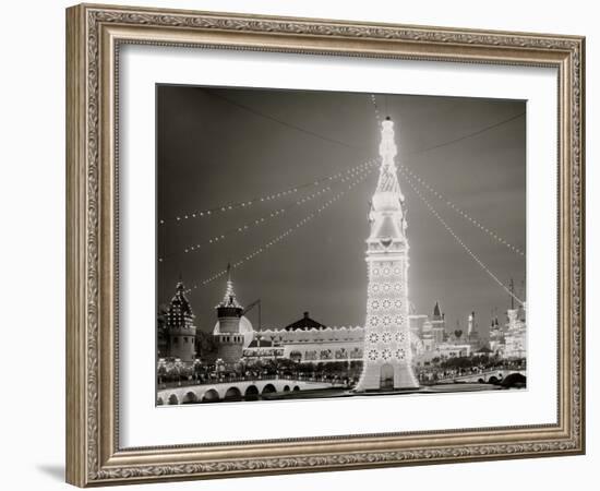 The Electric Tower at Night, Luna Park, Coney Island, N.Y.-null-Framed Photo