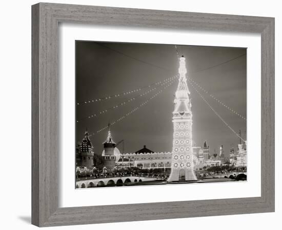 The Electric Tower at Night, Luna Park, Coney Island, N.Y.-null-Framed Photo