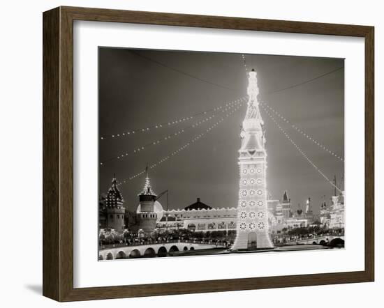 The Electric Tower at Night, Luna Park, Coney Island, N.Y.-null-Framed Photo