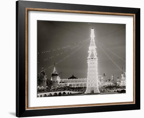 The Electric Tower at Night, Luna Park, Coney Island, N.Y.-null-Framed Photo