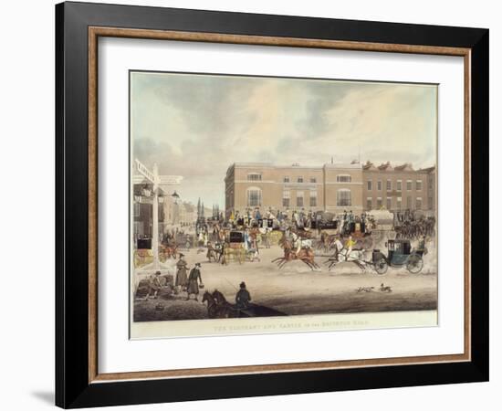 The Elephant and Castle on the Brighton Road, 1826 (Engraving)-James Pollard-Framed Giclee Print