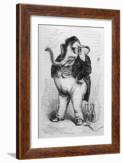 The Elephant as Bon Viveur-Grandville-Framed Art Print