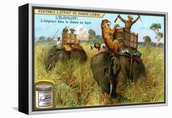 The Elephant on a Tiger Hunt, C1900-null-Framed Premier Image Canvas