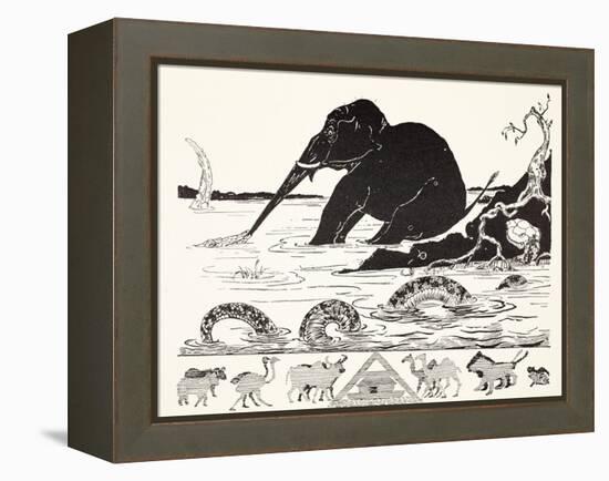 The Elephant's Child Having His Nose Pulled by the Crocodile-Rudyard Kipling-Framed Premier Image Canvas